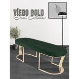 Gazzini Furniture Viego Gold Exclusive Bench Lüks Metal Gold Ayak, Chester Model Yatak Ucu Yeşil Puf - 45x140