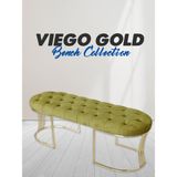 Gazzini Furniture Viego Gold Hardal Puf Luxery Metal Gold Ayak Chester Model Yatak Ucu Bench - 45 x 140 cm