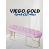 Gazzini Furniture Viego Gold Pembe Puf Luxery Metal Gold Ayak Chester Model Yatak Ucu Bench - 45 x 140 cm
