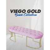Gazzini Furniture Viego Gold Pembe Puf Luxery Metal Gold Ayak Chester Model Yatak Ucu Bench