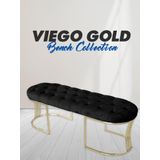 Gazzini Furniture Viego Gold Siyah Puf Luxery Metal Gold Ayak Chester Model Yatak Ucu Bench