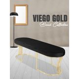 Gazzini Furniture Viego Gold Smooth Bench Lüks Metal Gold Ayak, Chester Model Yatak Ucu Antrasit Puf