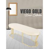 Gazzini Furniture Viego Gold Smooth Bench Lüks Metal Gold Ayak, Chester Model Yatak Ucu Beyaz Puf - 45x140