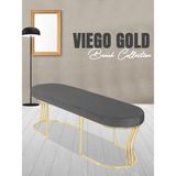 Gazzini Furniture Viego Gold Smooth Bench Lüks Metal Gold Ayak, Chester Model Yatak Ucu Gri Puf - 45x140