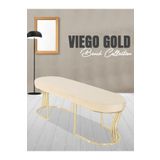 Gazzini Furniture Viego Gold Smooth Bench Lüks Metal Gold Ayak, Chester Model Yatak Ucu Krem Puf