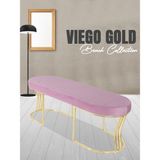 Gazzini Furniture Viego Gold Smooth Bench Lüks Metal Gold Ayak, Chester Model Yatak Ucu Pembe Puf - 45x140