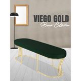 Gazzini Furniture Viego Gold Smooth Bench Lüks Metal Gold Ayak, Chester Model Yatak Ucu Yeşil Puf - 45x140