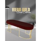 Gazzini Furniture Viego Gold Striped Bench Lüks Metal Gold Ayak, Chester Model Yatak Ucu Bordo Puf - 45x140