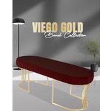 Gazzini Furniture Viego Gold Striped Bench Lüks Metal Gold Ayak, Chester Model Yatak Ucu Bordo Puf