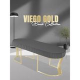 Gazzini Furniture Viego Gold Striped Bench Lüks Metal Gold Ayak, Chester Model Yatak Ucu Gri Puf - 45x140