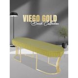 Gazzini Furniture Viego Gold Striped Bench Lüks Metal Gold Ayak, Chester Model Yatak Ucu Hardal Puf - 45x140