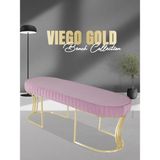 Gazzini Furniture Viego Gold Striped Bench Lüks Metal Gold Ayak, Chester Model Yatak Ucu Pembe Puf - 45x140
