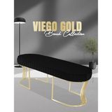 Gazzini Furniture Viego Gold Striped Bench Lüks Metal Gold Ayak, Chester Model Yatak Ucu Siyah Puf - 45x140