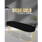Gazzini Furniture Viego Gold Striped Bench Lüks Metal Gold Ayak, Chester Model Yatak Ucu Siyah Puf