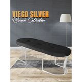 Gazzini Furniture Viego Silver Exclusive Bench Lüks Metal Gümüş Ayak, Chester Model Yatak Ucu Antrasit Puf - 45x140