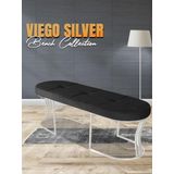 Gazzini Furniture Viego Silver Exclusive Bench Lüks Metal Gümüş Ayak, Chester Model Yatak Ucu Antrasit Puf
