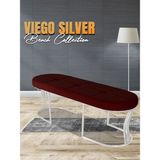 Gazzini Furniture Viego Silver Exclusive Bench Lüks Metal Gümüş Ayak, Chester Model Yatak Ucu Bordo Puf - 45x140