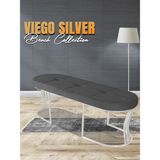 Gazzini Furniture Viego Silver Exclusive Bench Lüks Metal Gümüş Ayak, Chester Model Yatak Ucu Gri Puf - 45x140