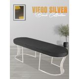 Gazzini Furniture Viego Silver Smooth Bench Lüks Metal Gümüş Ayak, Chester Model Yatak Ucu Antrasit Puf
