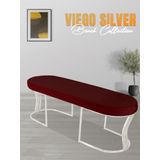 Gazzini Furniture Viego Silver Smooth Bench Lüks Metal Gümüş Ayak, Chester Model Yatak Ucu Bordo Puf