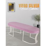 Gazzini Furniture Viego Silver Smooth Bench Lüks Metal Gümüş Ayak, Chester Model Yatak Ucu Pembe Puf
