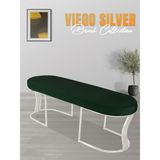 Gazzini Furniture Viego Silver Smooth Bench Lüks Metal Gümüş Ayak, Chester Model Yatak Ucu Yeşil Puf - 45x140