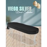 Gazzini Furniture Viego Silver Striped Bench Lüks Metal Gümüş Ayak, Chester Model Yatak Ucu Antrasit Puf