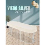 Gazzini Furniture Viego Silver Striped Bench Lüks Metal Gümüş Ayak, Chester Model Yatak Ucu Beyaz Puf