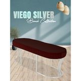 Gazzini Furniture Viego Silver Striped Bench Lüks Metal Gümüş Ayak, Chester Model Yatak Ucu Bordo Puf - 45x140