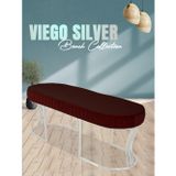 Gazzini Furniture Viego Silver Striped Bench Lüks Metal Gümüş Ayak, Chester Model Yatak Ucu Bordo Puf