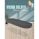 Gazzini Furniture Viego Silver Striped Bench Lüks Metal Gümüş Ayak, Chester Model Yatak Ucu Gri Puf - 45x140