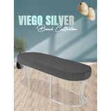 Gazzini Furniture Viego Silver Striped Bench Lüks Metal Gümüş Ayak, Chester Model Yatak Ucu Gri Puf