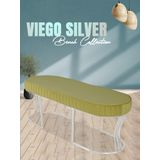 Gazzini Furniture Viego Silver Striped Bench Lüks Metal Gümüş Ayak, Chester Model Yatak Ucu Hardal Puf