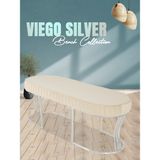 Gazzini Furniture Viego Silver Striped Bench Lüks Metal Gümüş Ayak, Chester Model Yatak Ucu Krem Puf - 45x140