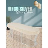 Gazzini Furniture Viego Silver Striped Bench Lüks Metal Gümüş Ayak, Chester Model Yatak Ucu Krem Puf