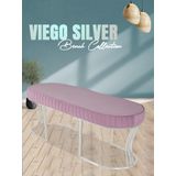 Gazzini Furniture Viego Silver Striped Bench Lüks Metal Gümüş Ayak, Chester Model Yatak Ucu Pembe Puf