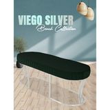Gazzini Furniture Viego Silver Striped Bench Lüks Metal Gümüş Ayak, Chester Model Yatak Ucu Yeşil Puf - 45x140