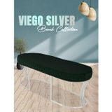 Gazzini Furniture Viego Silver Striped Bench Lüks Metal Gümüş Ayak, Chester Model Yatak Ucu Yeşil Puf