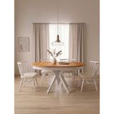 Gazzini Furniture Vintera Açılır Oval Ahşap Mutfak Masası 80X120 - Beyaz - Naturel - 70x110+30