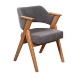 Gazzini Furniture Viora Ahşap Kolçaklı Sandalye - Natural - Gri