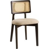 Gazzini Furniture Zeus Bambu Hasırlı Ahşap Bohem Sandalye - Siyah