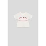 GB Baby Bg Store Kız Bebek Beyaz Bluz Kısa Kol Pamuk Günlük Stil Desenli 9 Ay