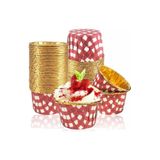 G&B Box Muffin Kek Kapsülü Kare Desenli Kırmızı-içi Metalik Gold 25li