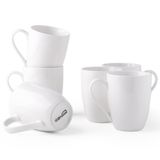 GBHOME 12oz Beyaz Kahve Kupaları, Erkek, Kadın, Baba, Anne için Büyük Saplı Porselen Kahve Kupaları, Latte/Cappuccino/Kakao/Süt için 6'lı Beyaz Seramik Kahve Kupaları Seti. Bulaşık Makinesi ve