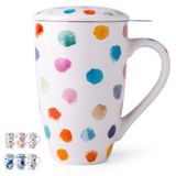 GBHOME Demlik ve Kapaklı Çay Kupası, 18 oz büyük Seramik Gevşek Yaprak Çay Bardağı, Mikrodalga, Bulaşık Makinesinde Yıkanabilir Çay Dik Kupa, Çay Severler İçin Mükemmel Hediye