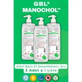 GBL® MANOCHOL™ Alkol Bazlı El Dezenfektanı, Biyosidal Ruhsatlı, 1 Litre x 3 Adet
