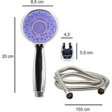 Gbmotion D2, 3 Fonksiyonlu Plastik Krom Kaplama Duş Başlığı ve Hortum Seti – Ayarlanabilir Başlık, Yüksek Basınç, 155 cm Spiral Hortum Dahil