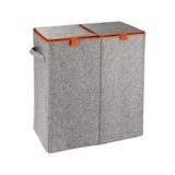 Gbmotion Keçe Duo Çamaşır Sepeti, 2 Bölmeli ve Katlanır Kapaklı, Tekstil, Gri/turuncu