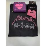 GC GÖKHAN CLUB Blackpink T-Shirt Cüzdan Çorap Kombin - Siyah - Bej - Kahverengi - 11 - 12 Yaş