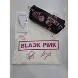 GC GÖKHAN CLUB Blackpink Unisex T-Shirt L Beden Kız Çocuk Kalemlik ve Kolye Seti - Beyaz